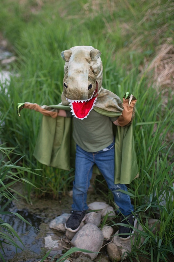 [Great Pretenders-56887] Cape de T-Rex Grandasaurus avec griffes, taille 7-8 ans