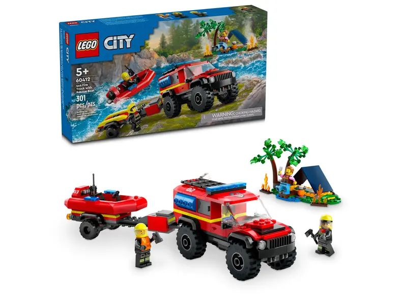 Lego city - Le camion de pompier 4x4 et canot de sauvetage