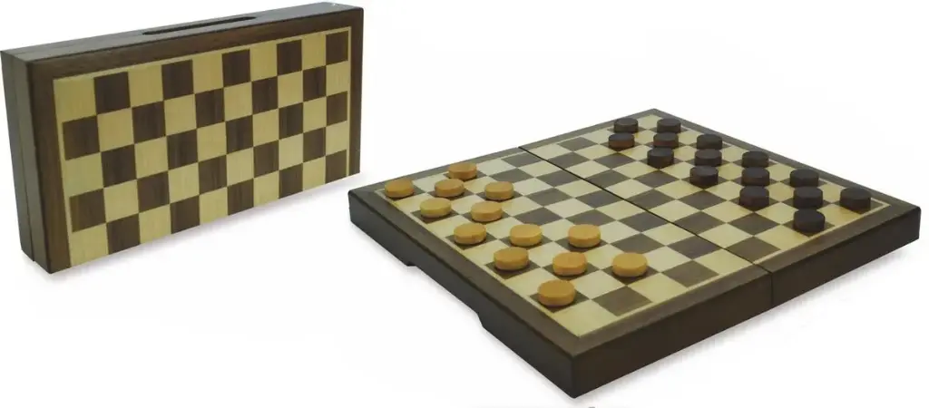 Jeu de dame magnetique bois noyer 23x23 cm
