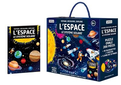 Puzzle ovale (200 pièces) - Voyage, découvre, explore. L'espace. Le système solaire - 18 silhouettes, 1 poster et 1 livre