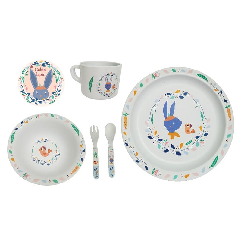 Coffret 5 Pièces Vaisselle Gabin Lapin