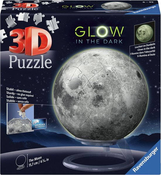 Puzzle 3D Glow in the dark - 74 pcs - Lune