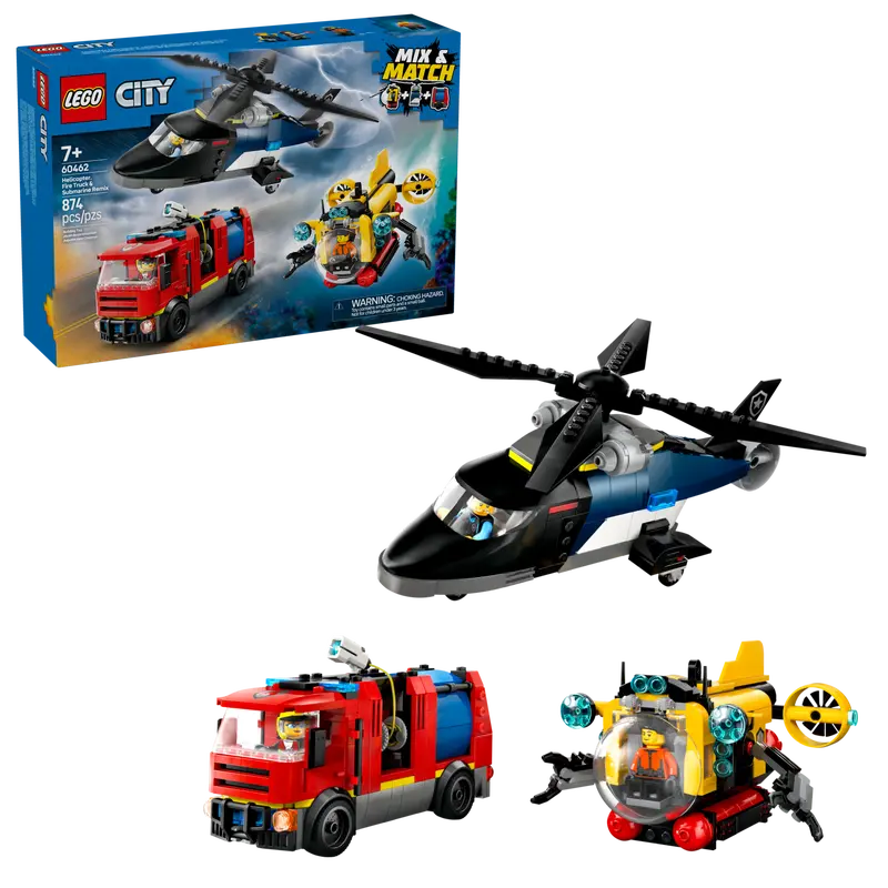 60462 - Lego city Hélicoptère, camion de pompiers et sous-marins 