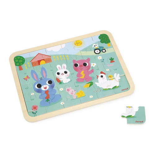 Puzzle en bois 24 pcs - A la ferme 