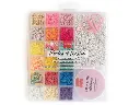 Maxi boite - Perles heishi POP (16 couleurs, accessoires, perles lettres, ciseaux et fil élastique)