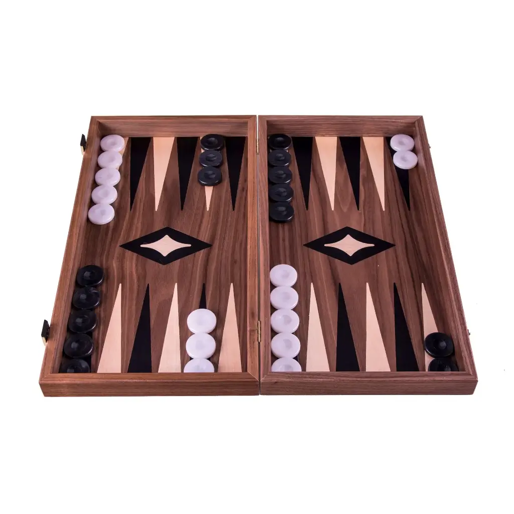 Coffret backgammon noyer 30 cm