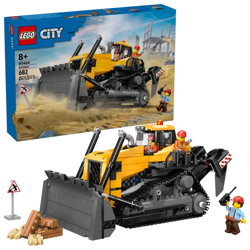 LEGO City Grands Véhicules - Bulldozer Jaune avec Chargeuse frontale