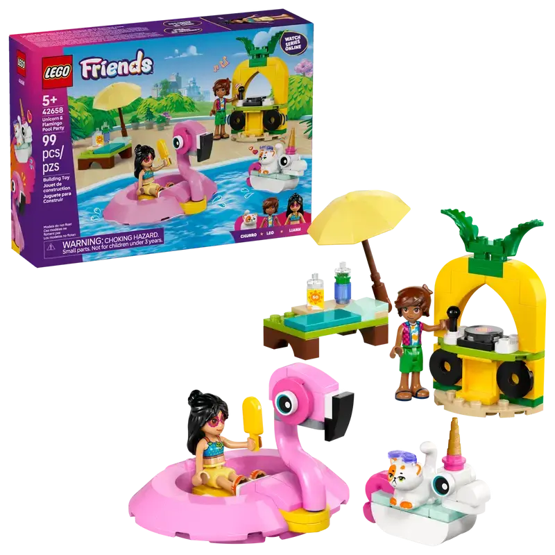 LEGO Friends - Fête dans la piscine avec les bouées licorne et flamant rose