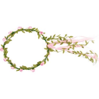 Couronne de fleurs rose