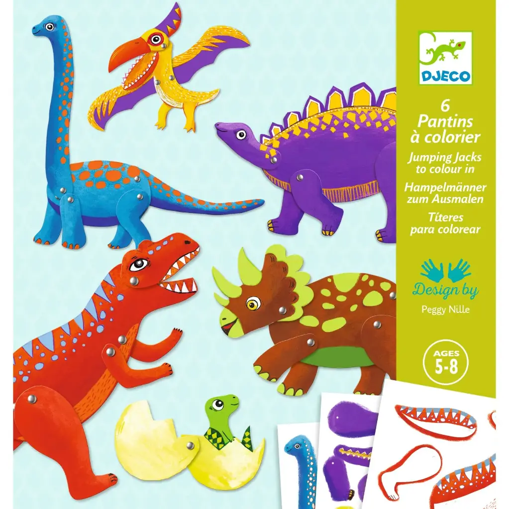 6 pantins à colorier - Dino