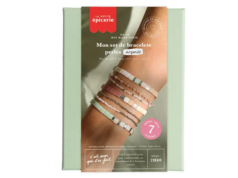 Kit DIY Bijouterie - Mon set de bracelets perlés - argent