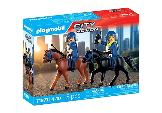 71877 - 2 policiers cavaliers avec leurs chevaux 