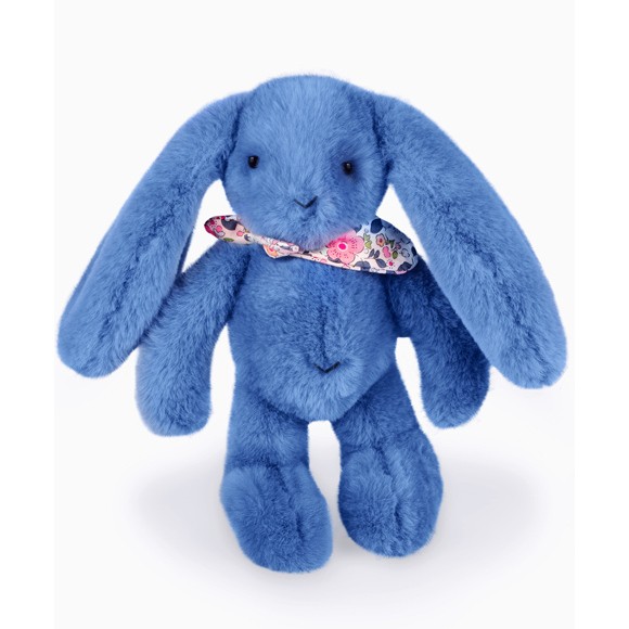  Lapin fleurette - Bleu 25 cm