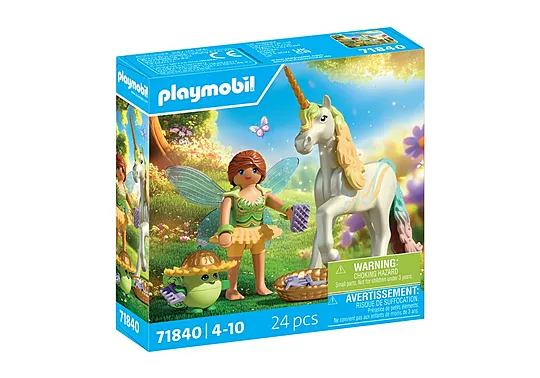 71840 - Licorne Fleur d'arc-en-ciel avec fée