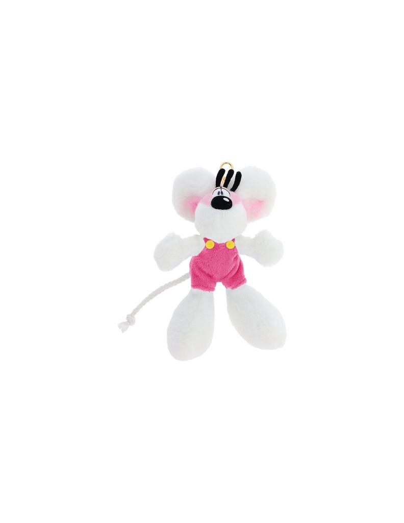Porte-clés peluche Diddl en salopette Rose 15cm