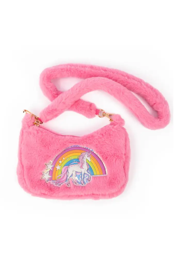 Sac à main peluche rose - Licorne 