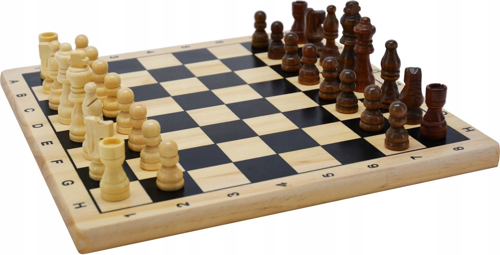 Jeu d'échecs en bois imprimé 29x29cm.