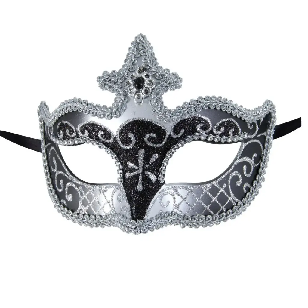  Loup vénitien - argent, noir