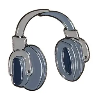 Charm'Z - Pin's de telephone portable - Casque gris