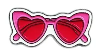 Charm'Z - Pin's de telephone portable - Lunettes coeur roses