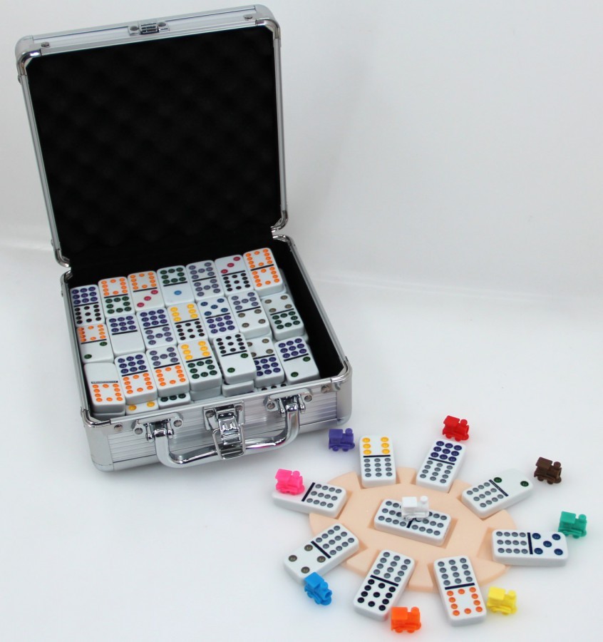 Longfield Games Mexican Train Double Twelve Dominoes in Aluminium Case
