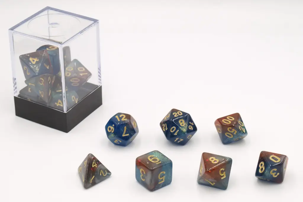 Set de 7 dés bleu/ambre