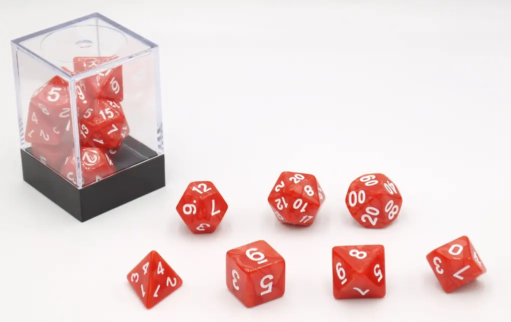 Set de 7 dés rouge