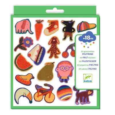 Stickers texturés - 60 gommettes en feutrine -  Les rigolos ! 
