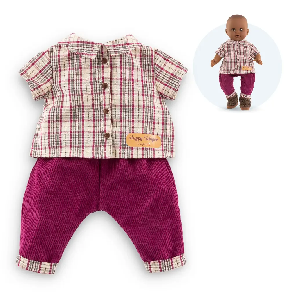 Chemise à Carreaux & Pantalon Petit Explorateur pour poupon 36 cm