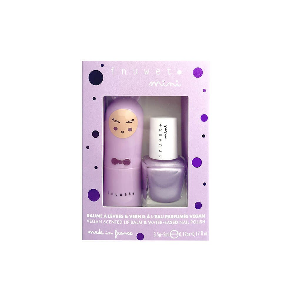  Coffret Mauve duo baume à lèvres et vernis à l'eau - Guimauve et Myrtille