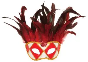  Loup Deco Plumes Rouge 