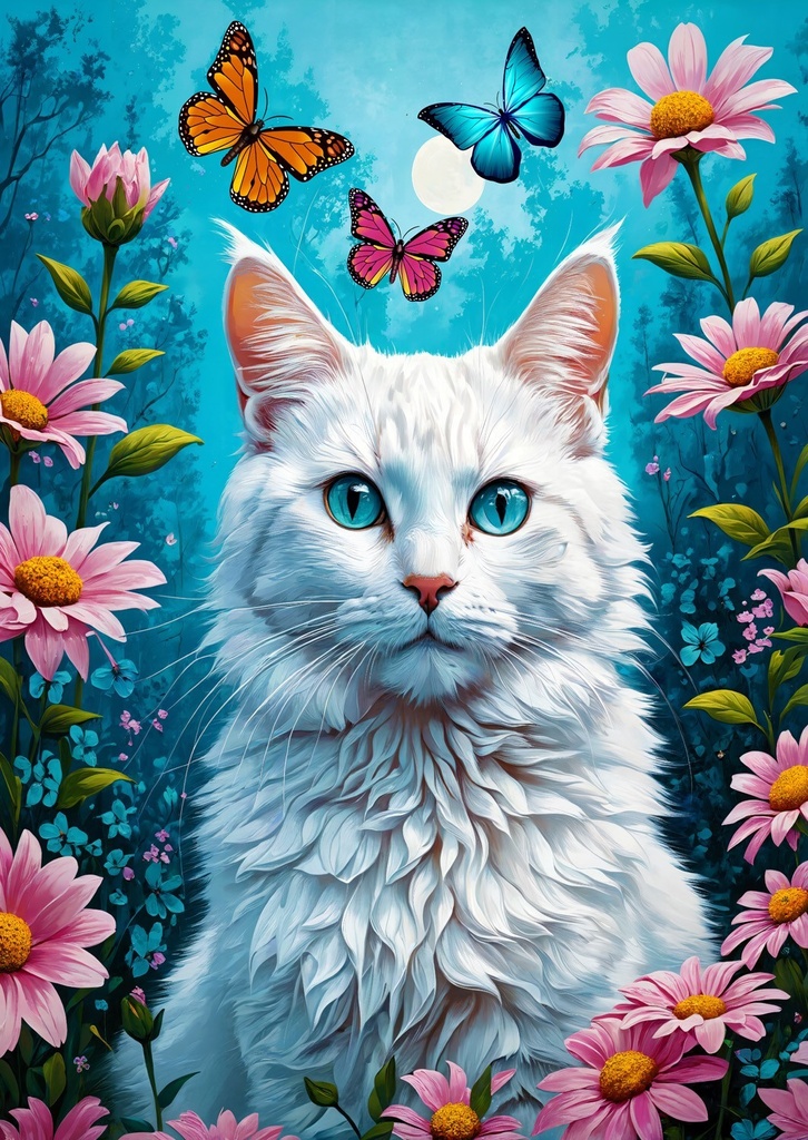 Puzzle 1000pcs chat blanc