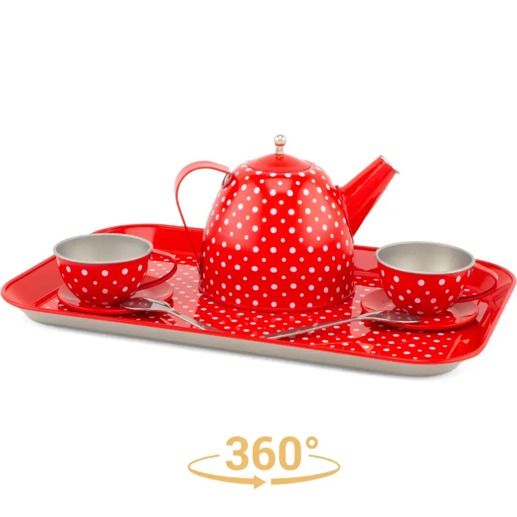 Dinette métal rouge à pois