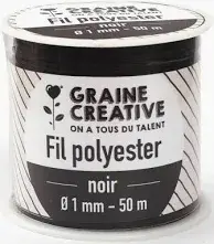 Bobine de fil noir 100% polyester - 1 mm * 50 m