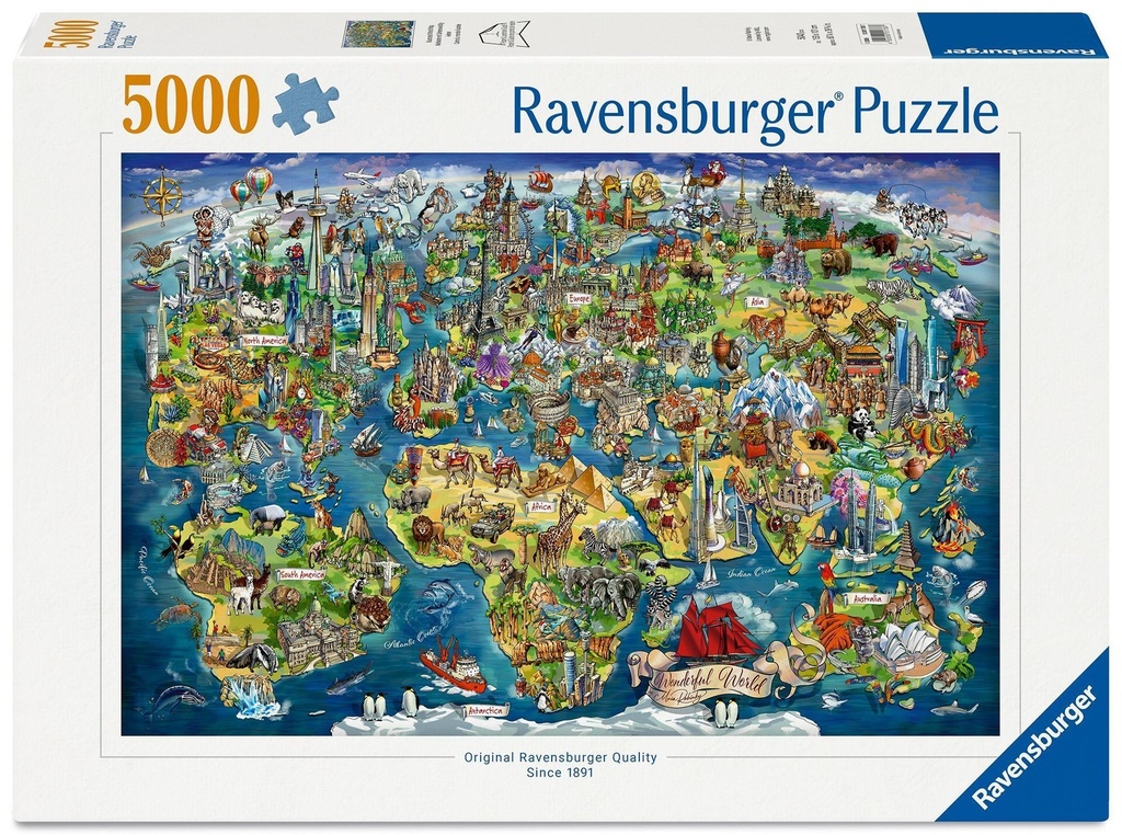 Puzzle 5000p carte du monde illustrée 