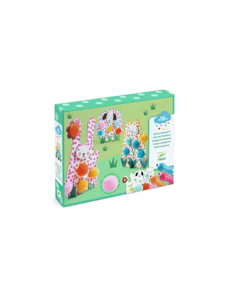 [Djeco DJ00965] COLORIAGES POUR LES PETITS - Des Points et  des pompons - Dans l'herbe