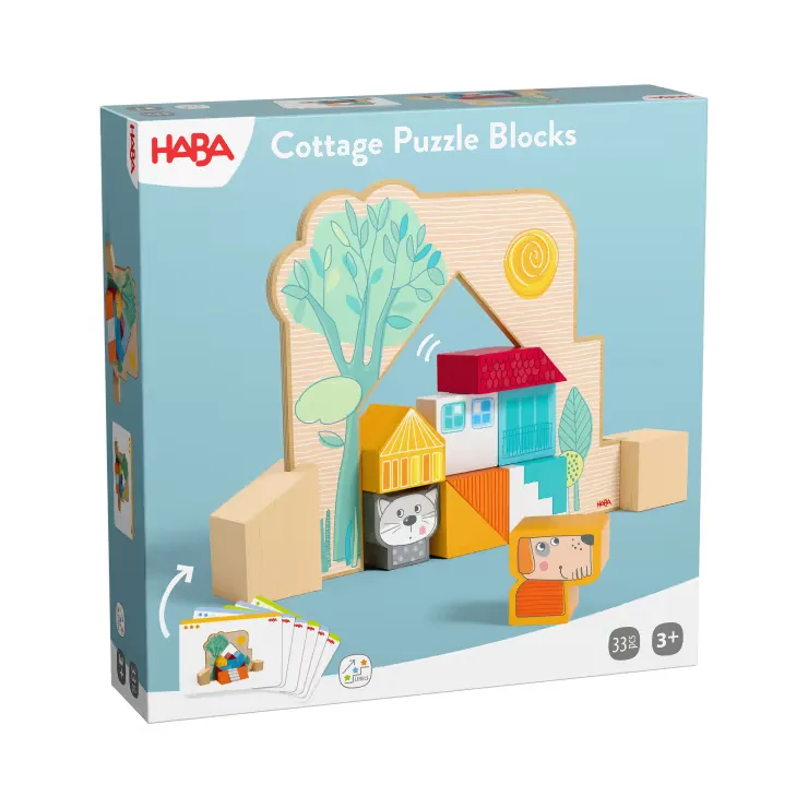 [haba-2012382001] Stacking & Arranging Game Cottage Puzzle Blocks