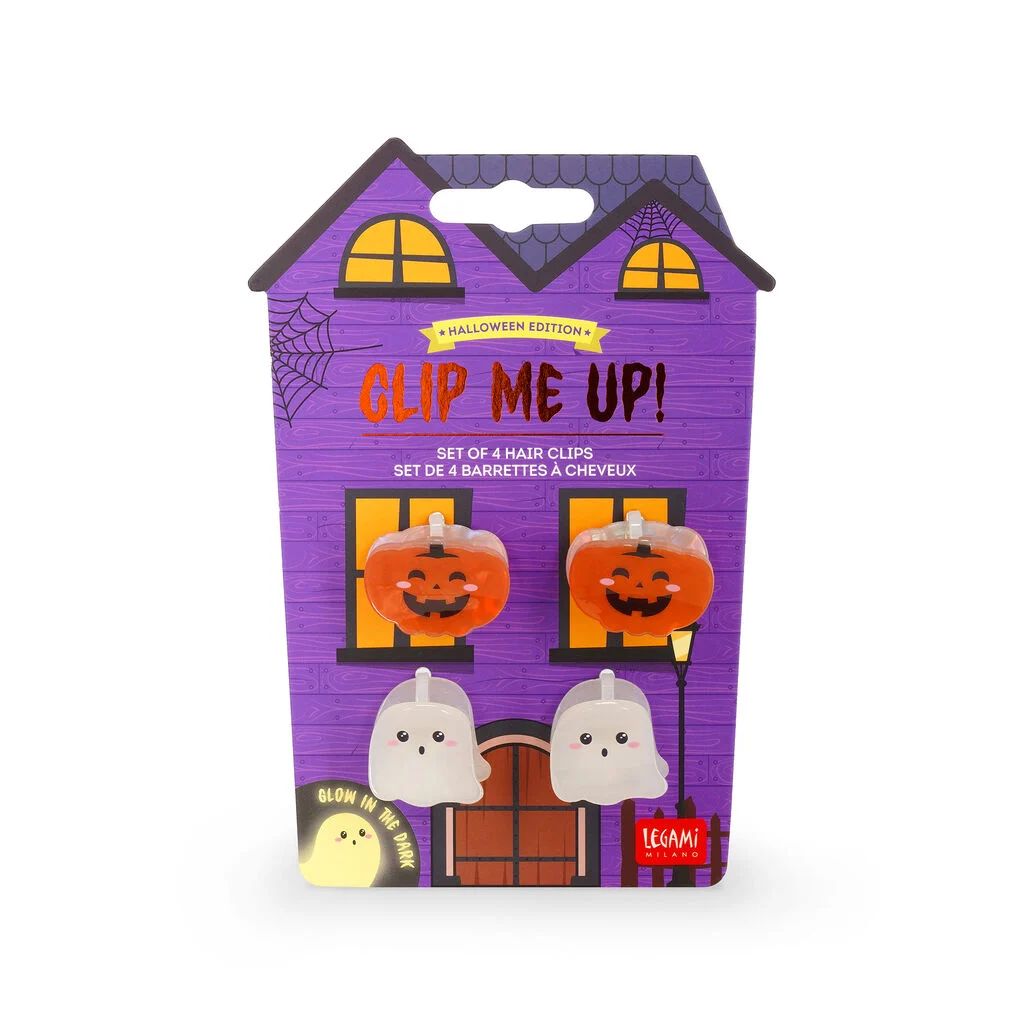 [legami-HCL0005] Set de 4 Mini Barrettes à Cheveux d'Halloween - Clip Me Up!