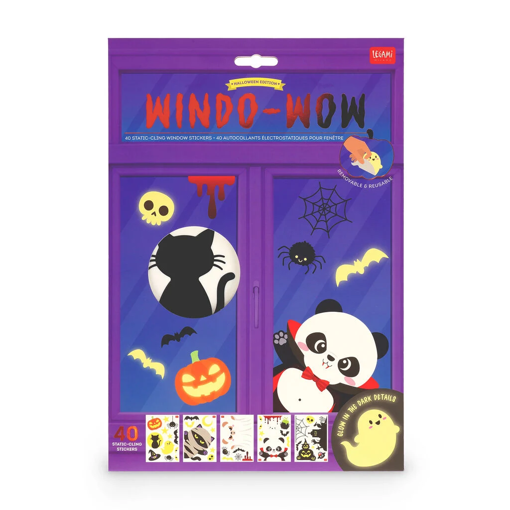 [legami-WDS0003] Set de 40 Autocollants Électrostatiques pour Fenêtre - Windo-Wow