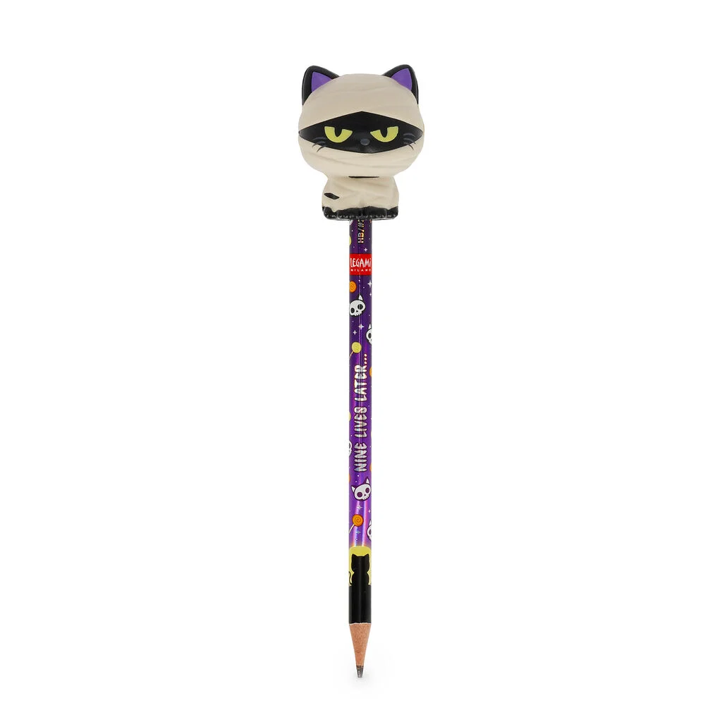 [legami-PSQ0009] Crayon avec Anti-stress Halloween Mummy Cat « Nine Lives Later » - Squeezies