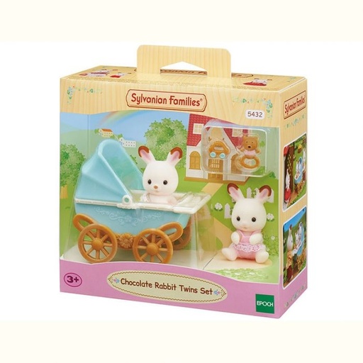 [EPOCH-5432] sylvanian - jumeaux lapins chocolats et poussette double