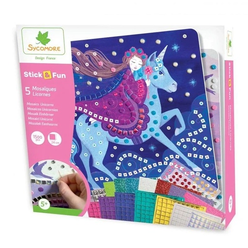 [Sycomore-CRE7053] Stick&fun mosaiques - 5 mosaïques Licornes