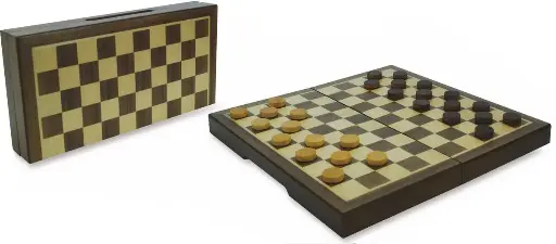 [HOT Sports-690279] Jeu de dame magnetique bois noyer 23x23 cm