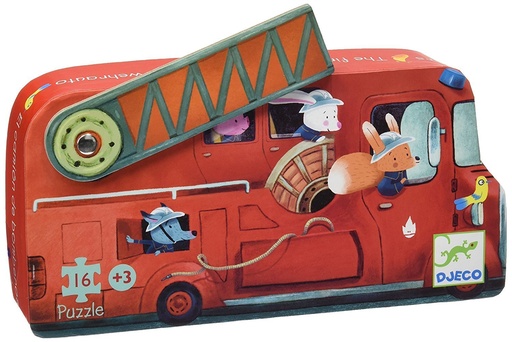 [Djeco-Dj07269] Puzzle silhouette 16 pcs - camion de pompier
