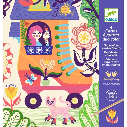 [Djeco-Dj09713] Carte a gratter duo color drôles de maisons