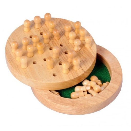 [HOT Sports-790427] Solitaire de voyage rond en bois avec couvercle 