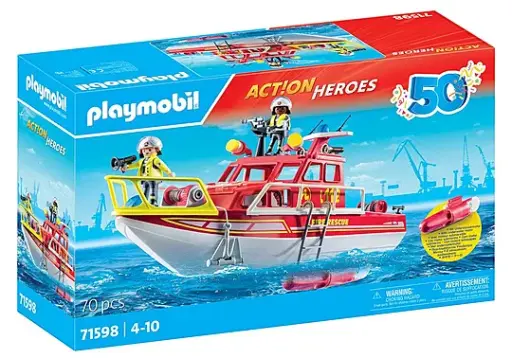 [Playmobil-71598] Bateau de sauvetage et pompiers