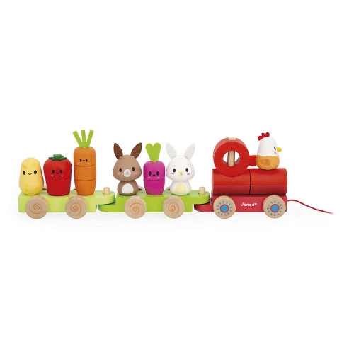 [Juratoys-03314] Janod train des légume à tirer en bois