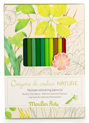 [moulin roty - 712615] 12 crayons de couleur + cartes Le botaniste 