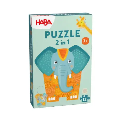 [HABA-2011068001] Puzzle 2 en 1 - Eléphant